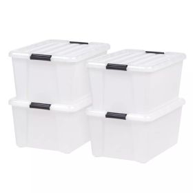 45qt Plastic Storage Container Bin with Secure Lid and Latching Buckles Clear