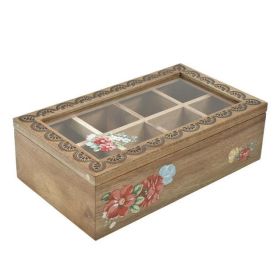 Vintage Floral 12.44-Inch 8 Compartment Tea, Spice Holder