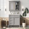 30'' Bathroom Vanity with Top Sink, Modern Bathroom Storage Cabinet with 2 Drawers and a Tip-out Drawer, Freestanding Vanity Set with Mirror Cabinet,