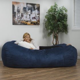 Jasper Traditional 8 Foot Cylindrical Suede Bean Bag, Blue