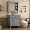 30'' Bathroom Vanity with Top Sink, Modern Bathroom Storage Cabinet with 2 Drawers and a Tip-out Drawer, Freestanding Vanity Set with Mirror Cabinet,