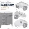 30'' Bathroom Vanity with Top Sink, Modern Bathroom Storage Cabinet with 2 Drawers and a Tip-out Drawer, Freestanding Vanity Set with Mirror Cabinet,