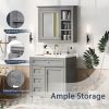 30'' Bathroom Vanity with Top Sink, Modern Bathroom Storage Cabinet with 2 Drawers and a Tip-out Drawer, Freestanding Vanity Set with Mirror Cabinet,