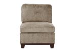 Modular Living Room Furniture Armless Chair Camel Chenille Fabric 1pc Cushion Armless Chair Couch Exposed Wooden base