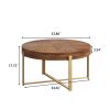 33.86"Modern Retro Splicing Round Coffee Table,Fir Wood Table Top with Gold Cross Legs Base(Same SKU:W757127348)