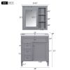 30'' Bathroom Vanity with Top Sink, Modern Bathroom Storage Cabinet with 2 Drawers and a Tip-out Drawer, Freestanding Vanity Set with Mirror Cabinet,