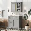 30'' Bathroom Vanity with Top Sink, Modern Bathroom Storage Cabinet with 2 Drawers and a Tip-out Drawer, Freestanding Vanity Set with Mirror Cabinet,