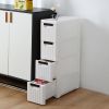 4-Tire Rolling Cart Organizer Unit with Wheels Narrow Slim Container Storage Cabinet for Bathroom Bedroom RT