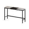 Modern Design Kitchen Dining Table, Pub Table, Long Dining Table Set with 3 Stools, Convenient Hanging Stool Design, Grey+Black