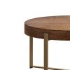 33.86"Modern Retro Splicing Round Coffee Table,Fir Wood Table Top with Gold Cross Legs Base(Same SKU:W757127348)