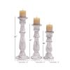 DecMode 3 Candle White Mango Wood Candle Holder, Set of 3