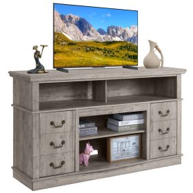 Well-designed TV Cabinet Vintage Home Living Room Wood TV Stand For TVs Modern Entertainment Center Farmhouse TV Storage Cabinet (Option: FTTS0382 khaki)