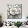 Hand Painted Oil Paintings Hand Painted Square Floral / Botanical Pop Art Living Room Hallway Bedroom Luxurious Decorative Painting