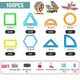 21-180pcs Big Size Magnetic Designer Magnet Building Blocks Construction Set Magnetic Bircks DIY Toys For Children Gifts (type: 100pcs)