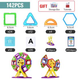 21-180pcs Big Size Magnetic Designer Magnet Building Blocks Construction Set Magnetic Bircks DIY Toys For Children Gifts (type: 142pcs)