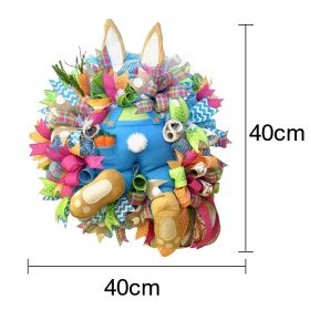 2023 Easter Rabbit Wreath Colorful Easter Rabbit Garlands Door Oranments Happy Easter Party Decor Bunny Wall Front Door Hanging (Color: Rabbit Wreath B, Ships From: CN)