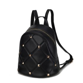 Hayden Quilted Vegan Leather with Studs Women Backpack (Color: Black, Material: Vegan Leather)