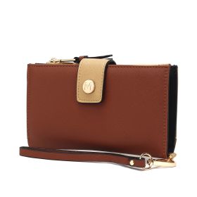 Solene Vegan Leather Women Wristlet Wallet (Color: Coffee-Taupe, Material: Vegan Leather)