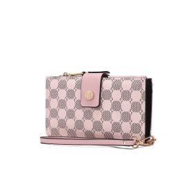 Solene Circular Print Vegan Leather Women Wristlet Wallet (Color: Pink, Material: Circular Print)