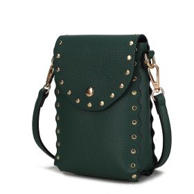 Filomena Vegan Leather Women Crossbody Bag (Color: Dark Green, Material: Vegan Leather)