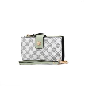 Solene Circular Print Vegan Leather Women Wristlet Wallet (Color: Mint, Material: Circular Print)