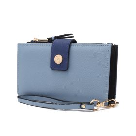 Solene Vegan Leather Women Wristlet Wallet (Color: Denim-Navy, Material: Vegan Leather)