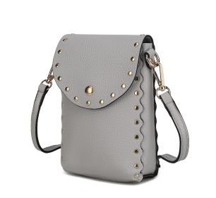 Filomena Vegan Leather Women Crossbody Bag (Color: Grey, Material: Vegan Leather)