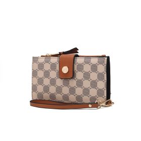 Solene Circular Print Vegan Leather Women Wristlet Wallet (Color: Cognac, Material: Circular Print)