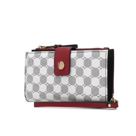 Solene Circular Print Vegan Leather Women Wristlet Wallet (Color: Red, Material: Circular Print)