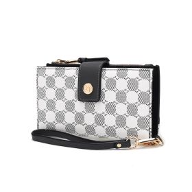 Solene Circular Print Vegan Leather Women Wristlet Wallet (Color: Charcoal, Material: Circular Print)