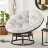 46'' Large Size Papasan Chair with Cushion and Frame Overstuffed Thickened Papasan Lounge Chair with Cushion and Frame, Lazy Chair, Circle Chair, Roun