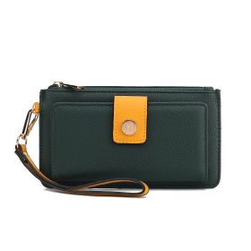 Olympe Vegan Leather Women Wristlet Wallet (Color: Olive-Yellow, Material: Vegan Leather)