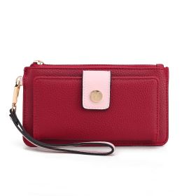 Olympe Vegan Leather Women Wristlet Wallet (Color: Wine-Pink, Material: Vegan Leather)