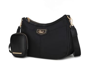 Freya Women Crossbody Bag and Pouch (Color: Black, Material: Vegan Leather)