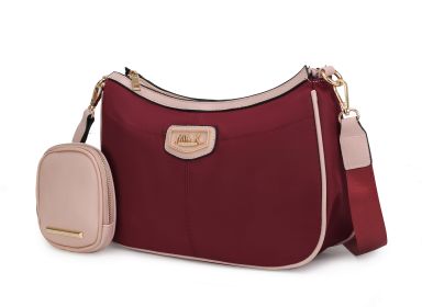 Freya Women Crossbody Bag and Pouch (Color: Wine-Blush, Material: Vegan Leather)