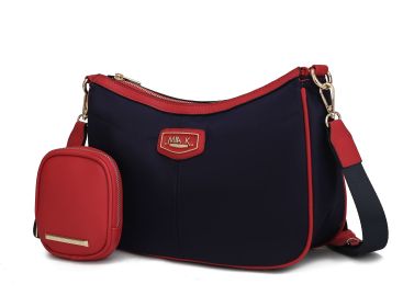 Freya Women Crossbody Bag and Pouch (Color: Navy-Wine, Material: Vegan Leather)