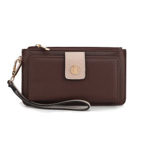 Olympe Vegan Leather Women Wristlet Wallet (Color: Coffee-Taupe, Material: Vegan Leather)